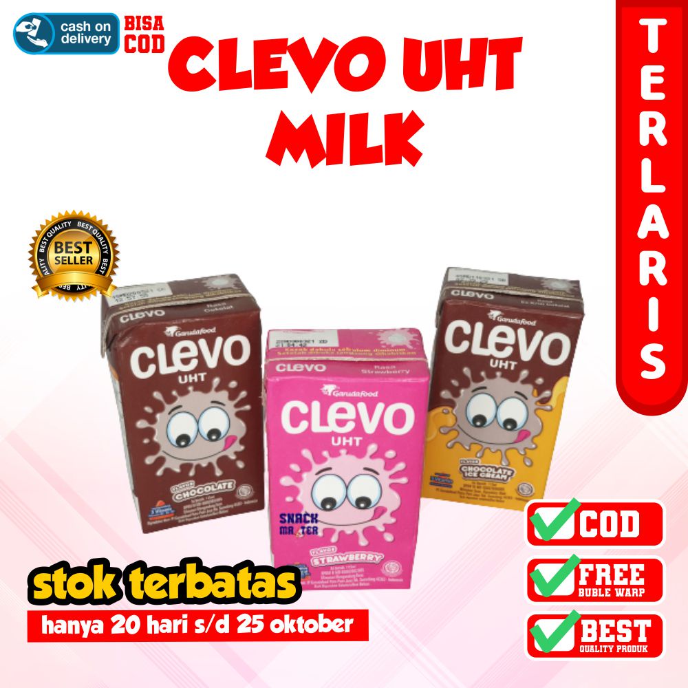 

PAKET MURAH MINUMAN SUSU UHT CLEVO TERMURAH SUSU KOTAK KEKINIAN COCOK UNTUK ULANG TAHUN - 5 pcs