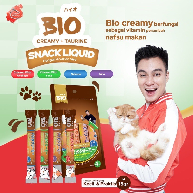 BIO Creamy treats 4pcs Makanan kucing Snack Kucing Cemilan Kucing all variant bisa ecer satuan