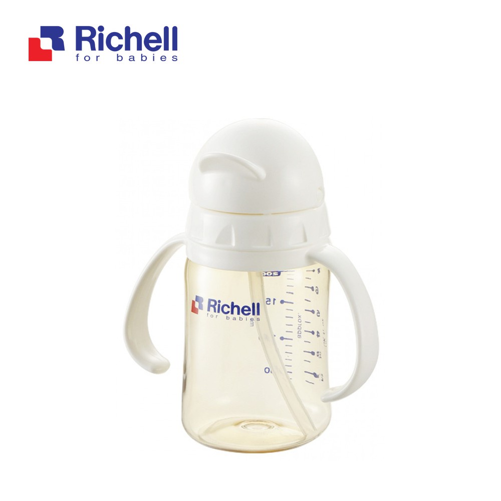 Richell PPSU Straw Bottle / Botol Susu Bayi 200ml 99123