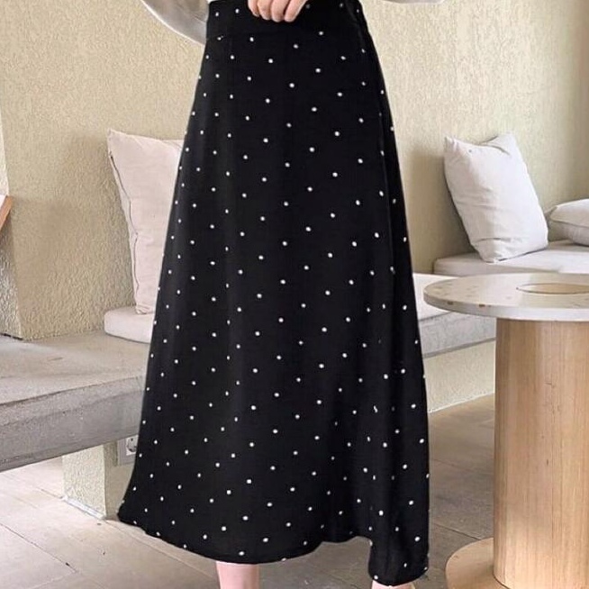 grosir_solo || ROK POLKA  / POLKA SKIRT / ROK PANJANG WANITA MOTIF