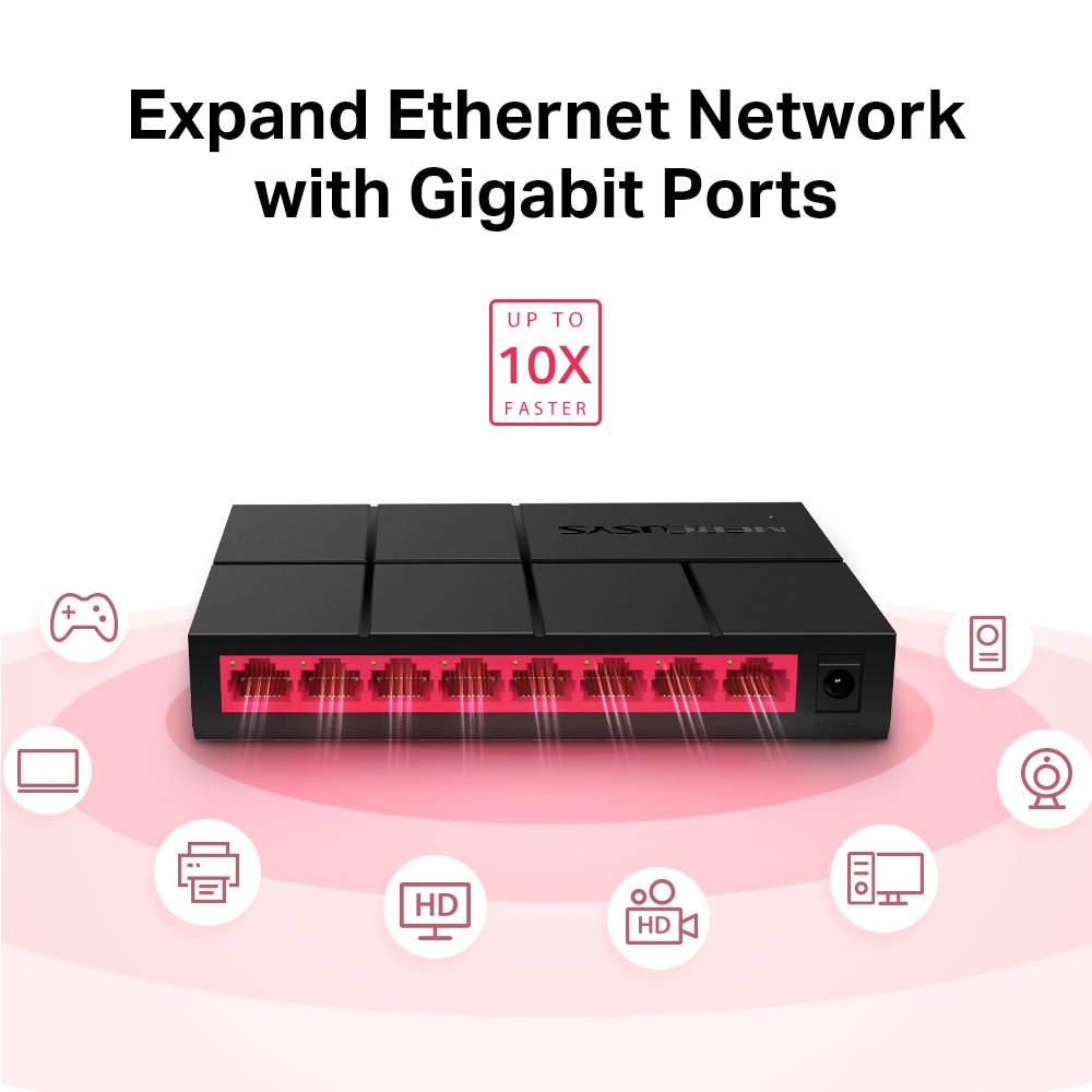 Switch Hub MERCUSYS MS108G 8-Port Gigabit 10/100/1000Mbps