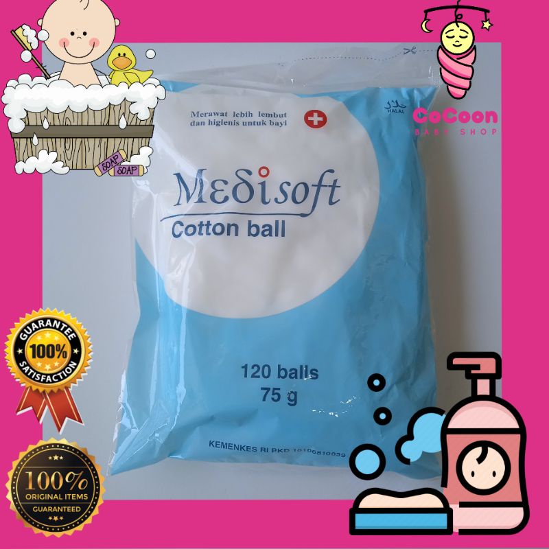 Medisoft Cotton Ball 75 g 75gr / Kapas Bayi Bulat / Medisoft Biru