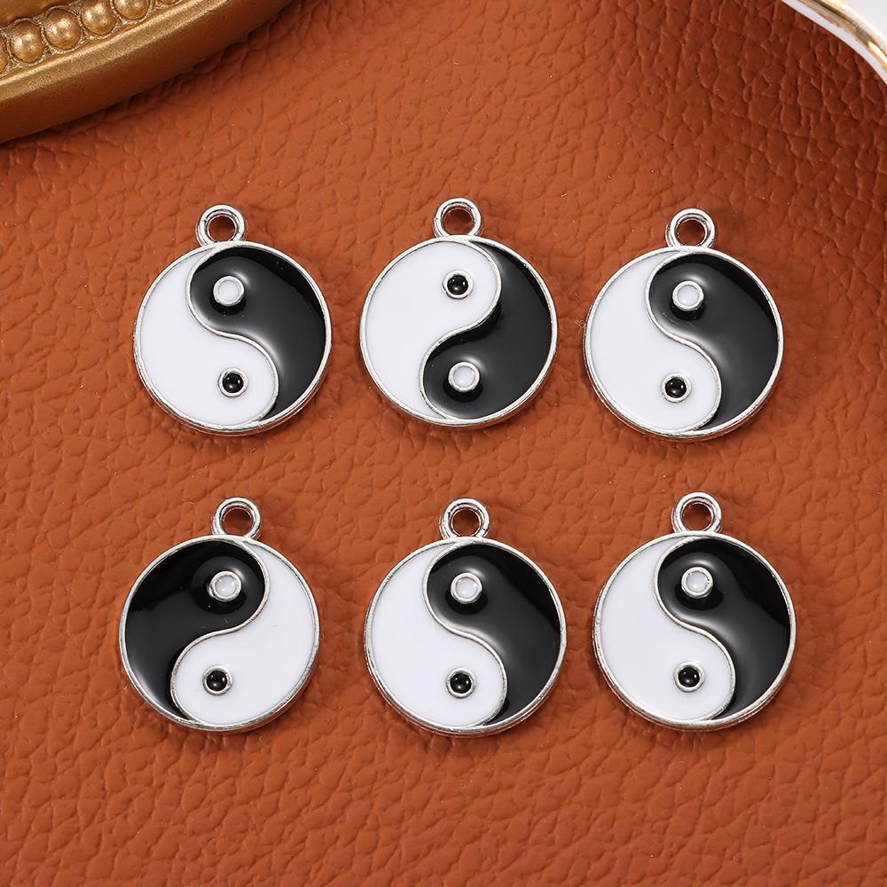 Lily Yin Yang Pendant Handmade Kalung Liontin Anting Membuat Putih Hitam