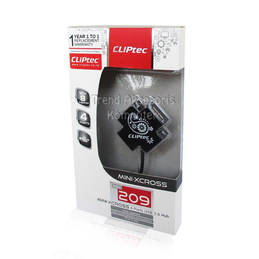 Trend-Cliptec USB HUB 2.0 4PORT Mini-Xcross RZH209