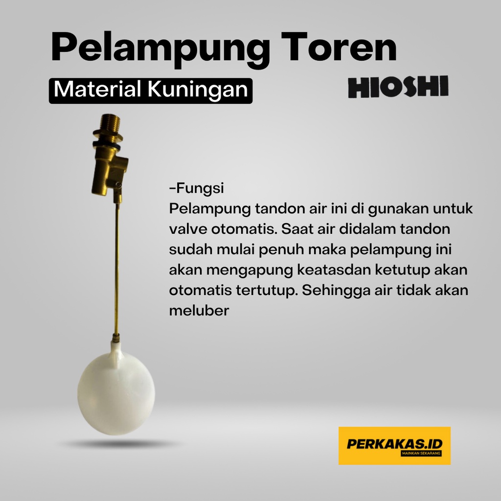 Pelampung Air Toren Otomatis 1/2 3/4 1 Inch Bahan Kuningan Anti Karat HIOSHI