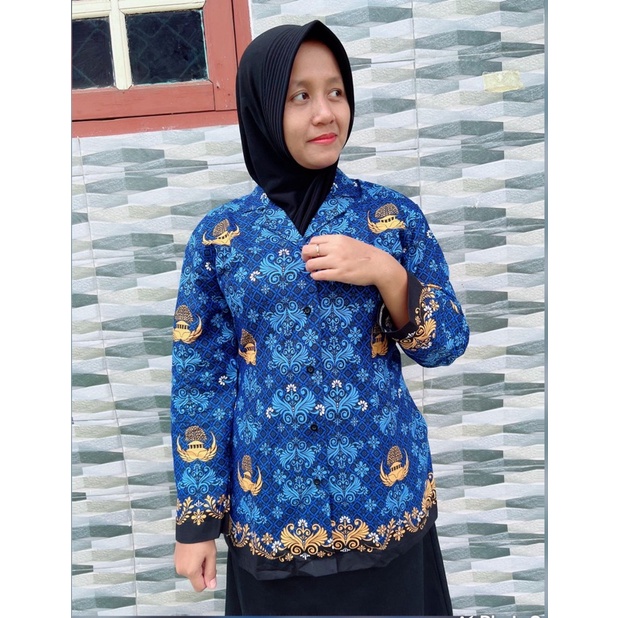 Batik korpri terbaru 2022 WANITA Bahan Katun Halus C40S / kemeja batik korpri cewek terbaru 2022 lengan panjang warna biru / baju batik korpri pria terbaru 2022 lengan panjang non furing korpri premium