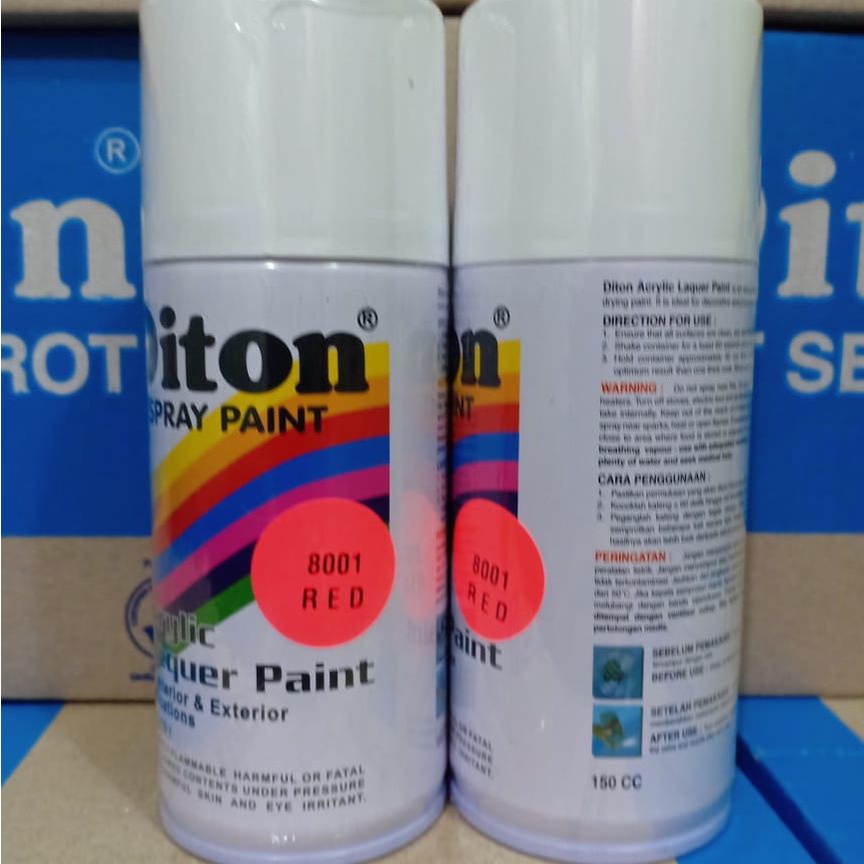 Pilox Cat Semprot DITON Spray Paint Acrylic Lacquer Paint - 8001 RED / Stabilo Merah / Fluorescent Red (150cc/Kecil)