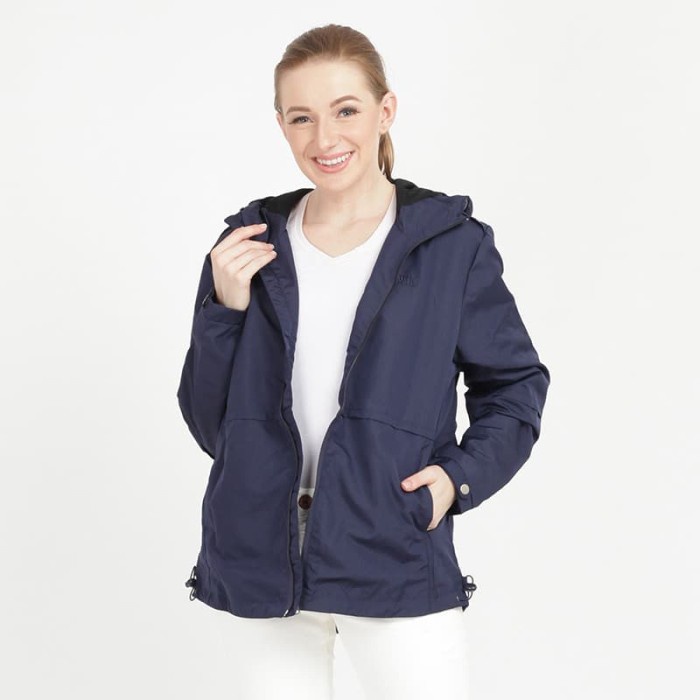 jaket wanita Edwin Jaket Parasut Unisex Darwin Navy Slim Fit - Biru, XL parka sweater Jaket wanita h