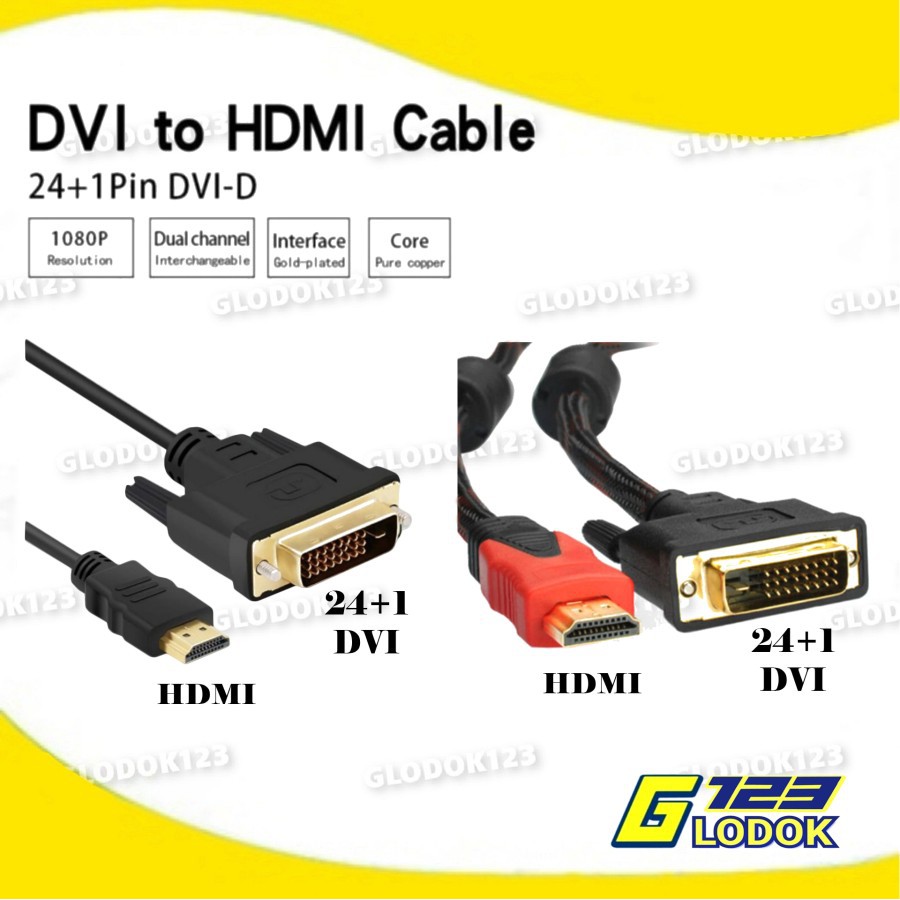 Cable Kabel HDMI Male To DVI Male 24+1 FULL HD 1080P