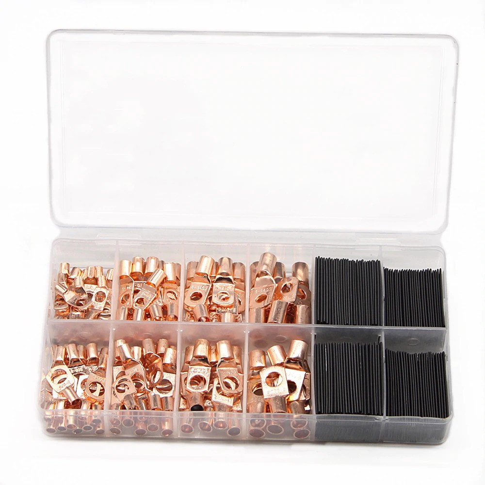 WHDZ Copper Ring Terminal Wire Crimp Connector Kit 120 PCS with Heat Shrinkable Tube 140 PCS