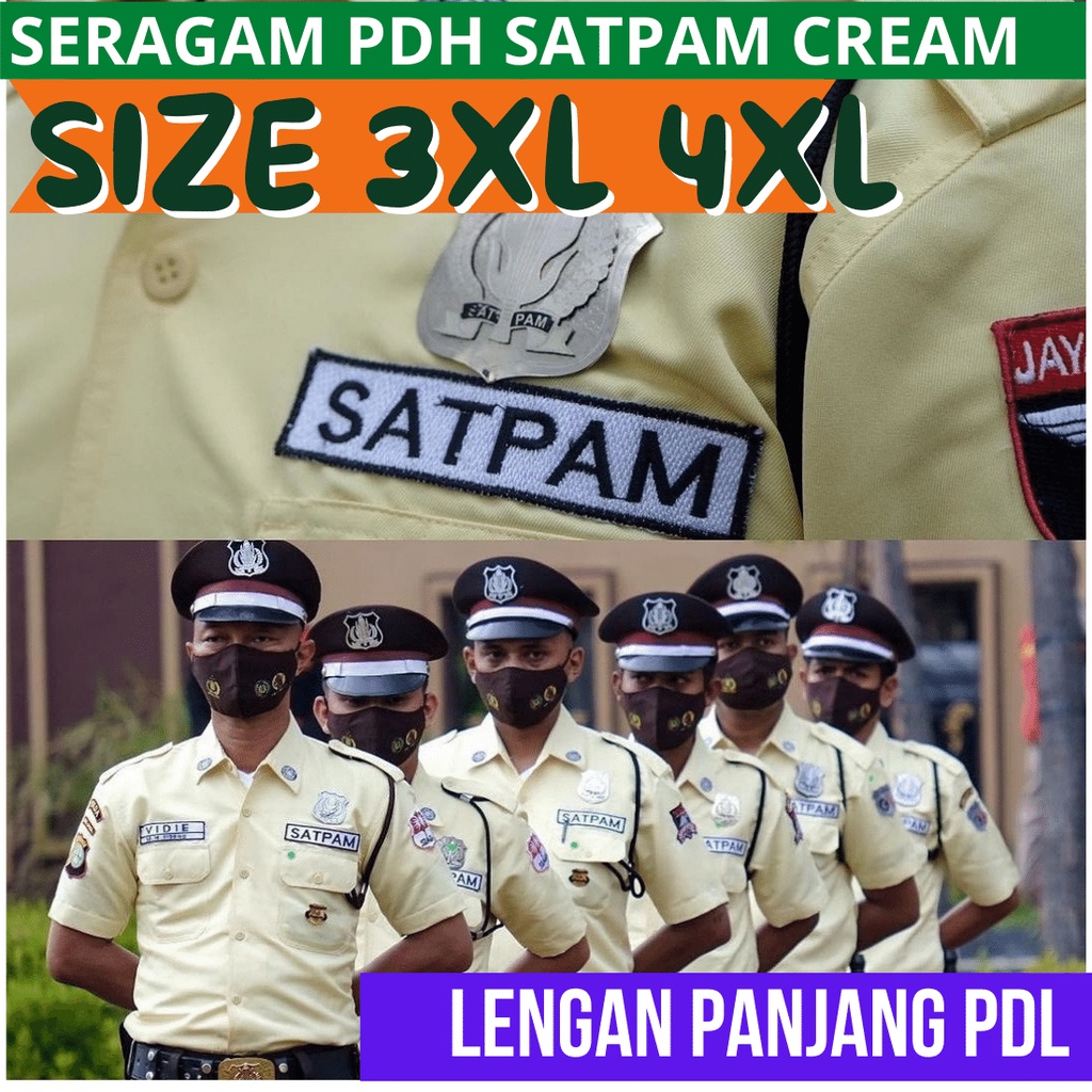 Jual Size 3xl 4xl Seragam Satpam Pdl Cream Terbaru Lengan Panjang Seragam Security Krem 