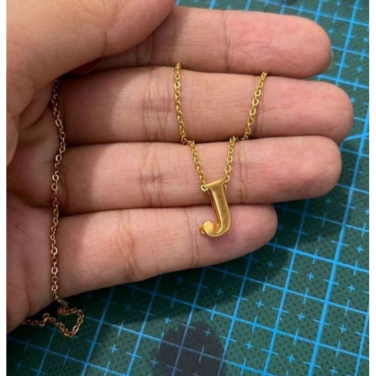 Set Kalung Inisial Huruf J Koleksi Josean Elegant Emas Asli