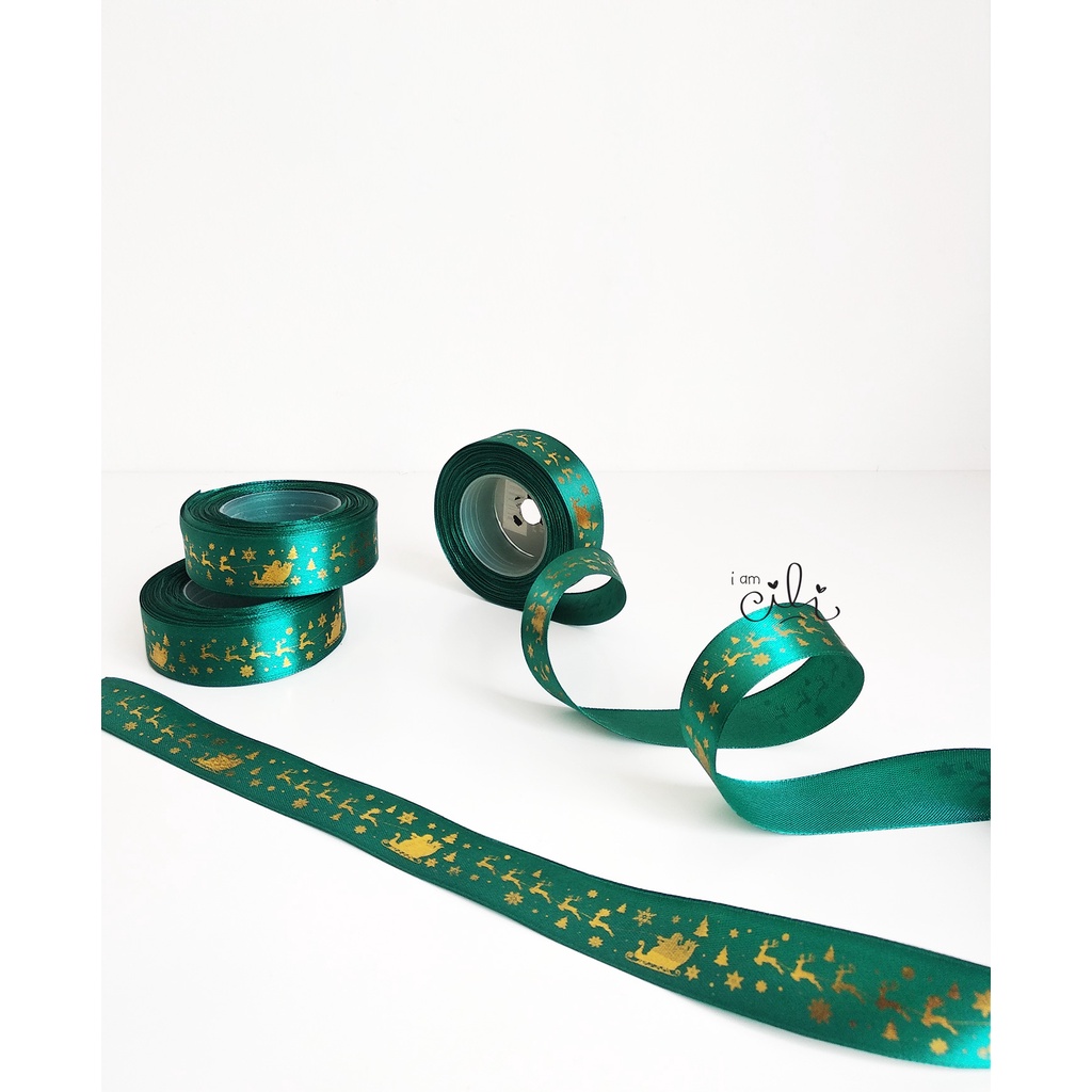 

(PTS-XMAS01-HIJAU) Pita satin natal KERETA SANTA (1 inch / 2.5 cm)