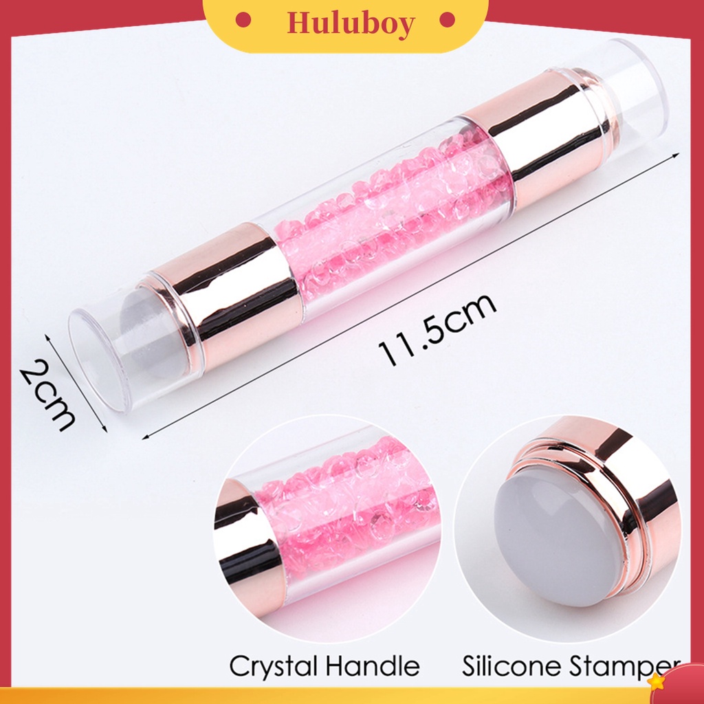 Huluboy Huluboy♡ Stempel Kuku Dua Sisi Bahan Silikon Dengan Scraper Untuk Manicure