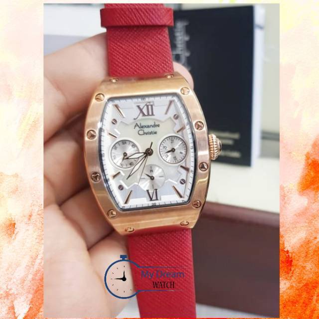 Jam Tangan Alexandre Christie AC 2780 BF red rosegold. Jam tangan wanita