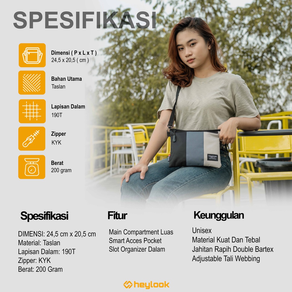 HEYLOOK Project - Tas Selempang Pria Sacoche Bag YUKA Sling Bag Pria Wanita Heylook