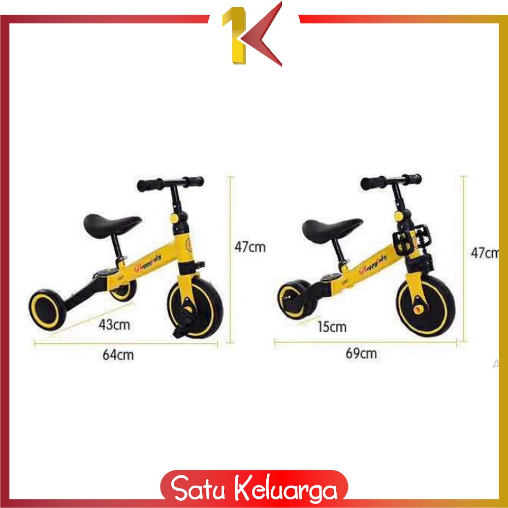 SK-M97 Mainan Sepeda Anak 3 Roda 2in1 Sepeda Keseimbangan Anak Balance Bike Ride On Anak Push Bike-8