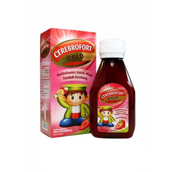 Cerebrofort Gold 100ml Rasa Strawberry vitamin anak