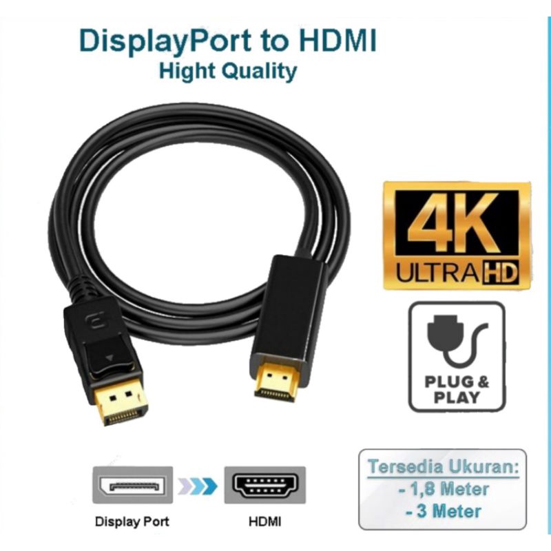 kabel dp port to hdmi 4k 1,8m ultra HD