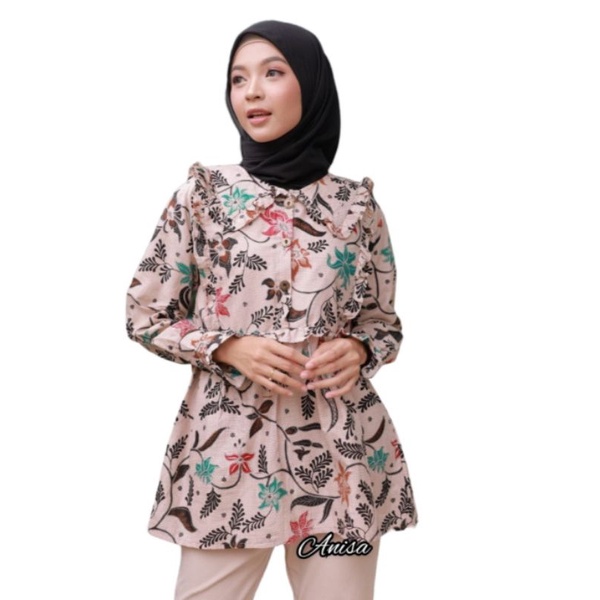 tey-17 Batik wanita ASJ SA HRB026 Kenongo Kemeja Tosca Pendek-Sonia Melati