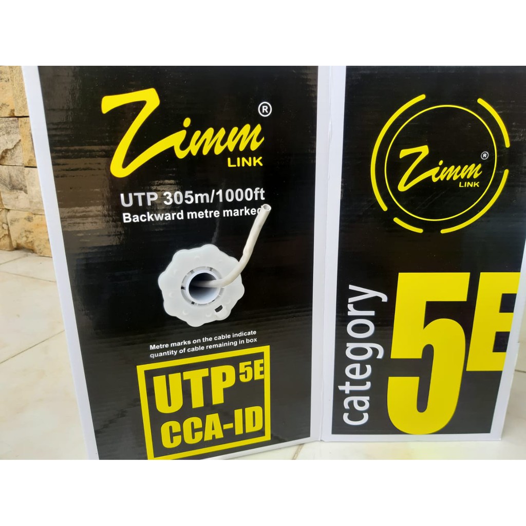 Kabel LAN UTP Cat 5e Indoor CCA Zimmlink Siap Pakai 30 Meter