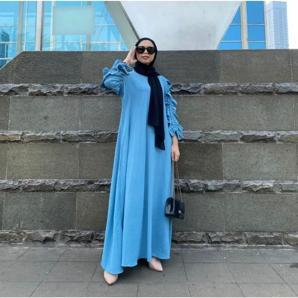 SORAYA DRESS SERUT LENGAN GAMIS WANITA MUSLIMAH AIRFLOW CRINCLE CRINCKLE