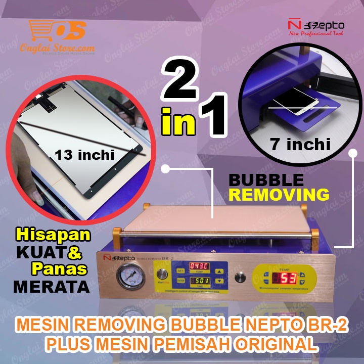 NEPTO BR-2 PLUS 2 IN 1 Mesin Pemisah KACA Touchscreen HP LCD VACUM SEPARATOR 12 INCH + Mesin Bubble 