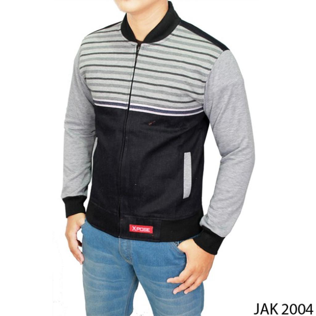 Jaket Jeans Pria Hitam Abu Muda -JAK  2004