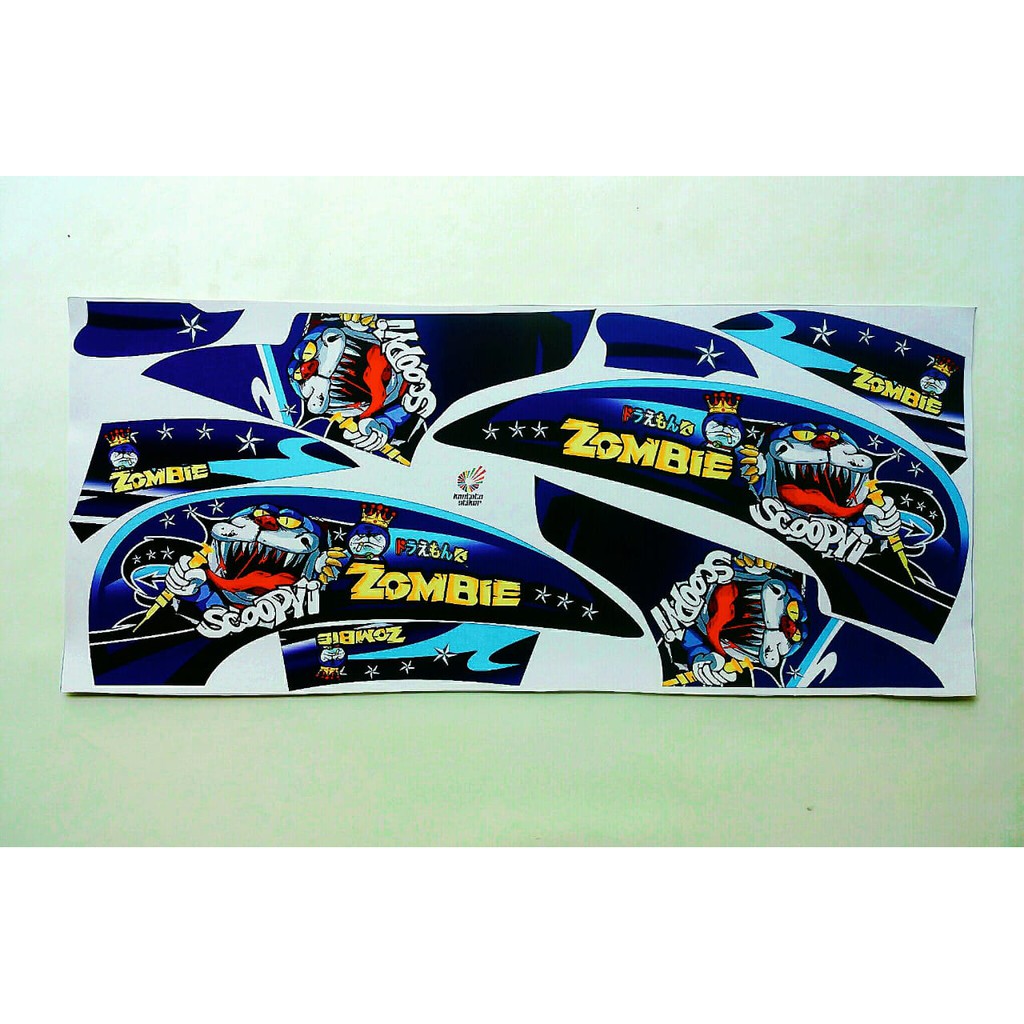 Stiker Motor Scoopy Fi Variasi zombi doraemon biru