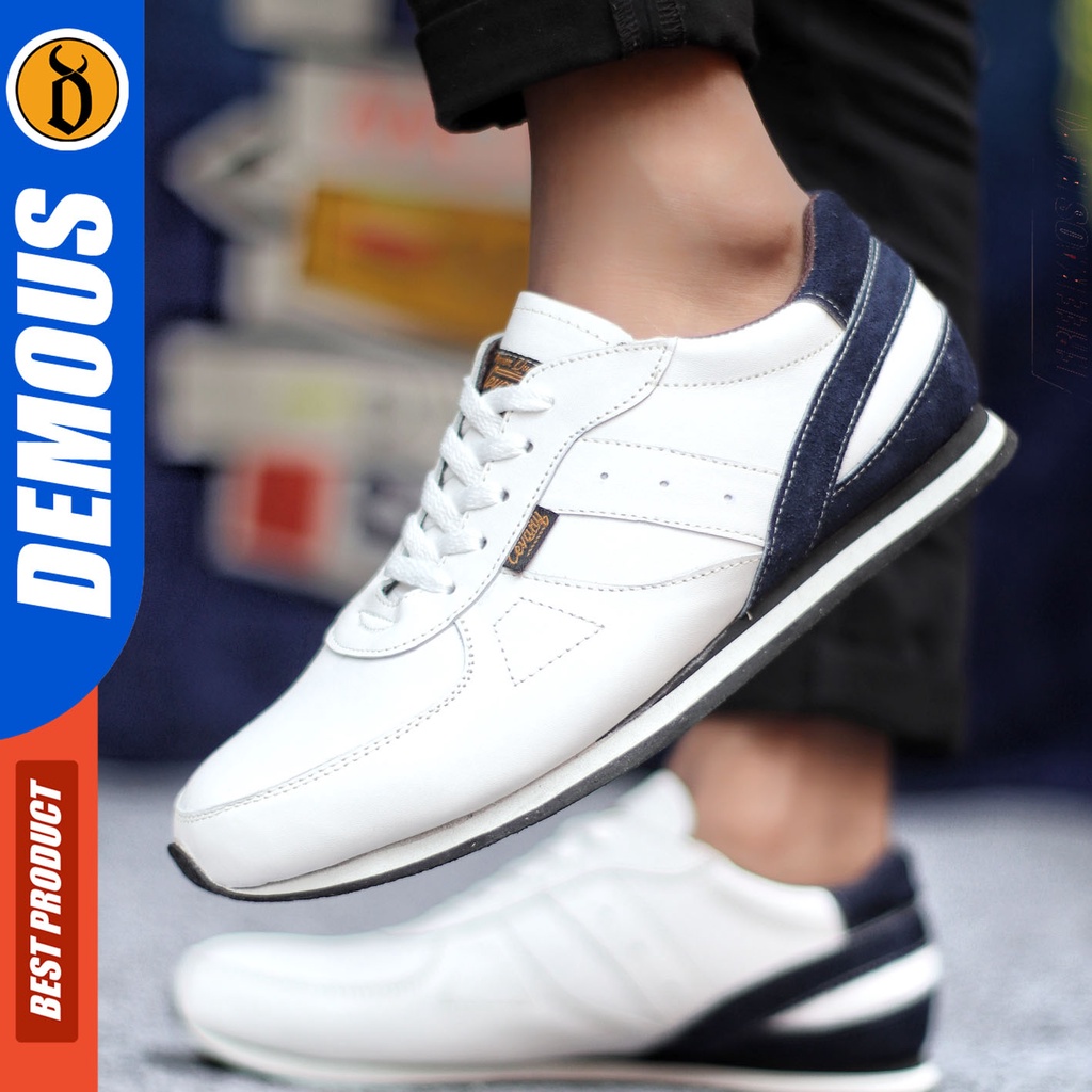 Sepatu Sneakers Pria Sepatu Casual Pria Kulit Asli Sepatu Kerja Kuliah Kondangan Sepatu Hitam Pria DEMOUS JELAL