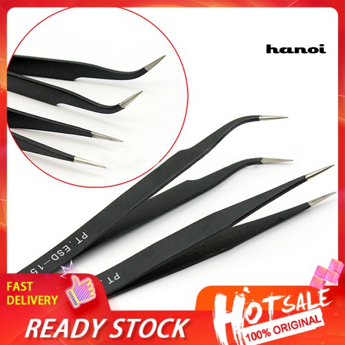 Hn 2pcs Pinset Lurus / Bengkok Untuk Nail Art / Extension Bulu Mata