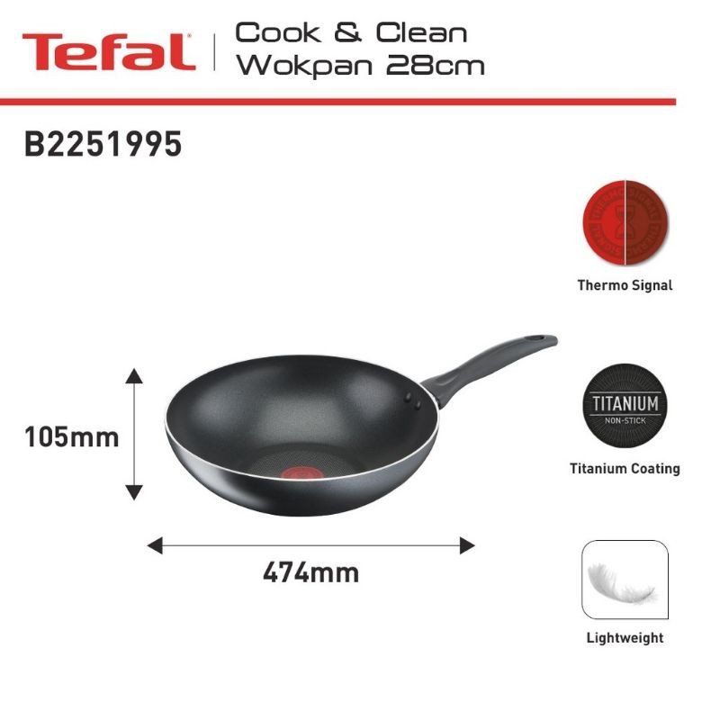 Tefal Cook & Clean Wokpan / Wajan 28 cm
