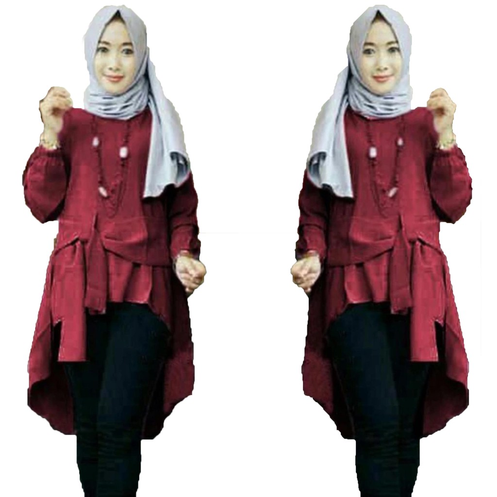 [Tunik Cantika varian warna SW] tunik wanita balotelli NAVI/MARON/PINK/ABU/MOCCA/TOSCA