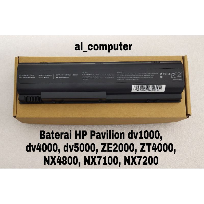 Baterai HP Pavilion dv1000, dv4000, dv5000, ZE2000, ZT4000, NX4800, NX7100, NX7200