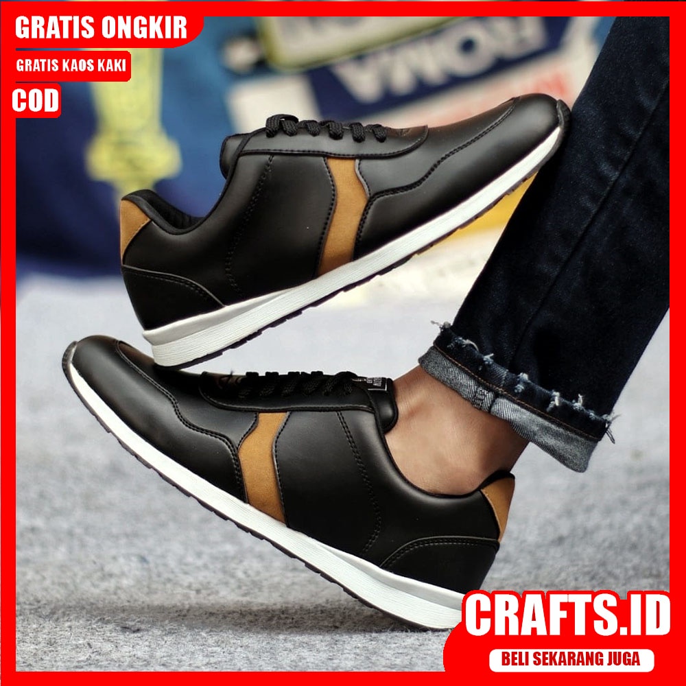 CRAFTS X VARGAS Sepatu Sneaker Pria Sepatu Pria Casual Sepatu Sneakers Cowok/Cowo Kulit Pu Sepatu Kasual Kerja Kuliah Kondangan Gaya Santai Kekinian Terbaru Murah Terlaris