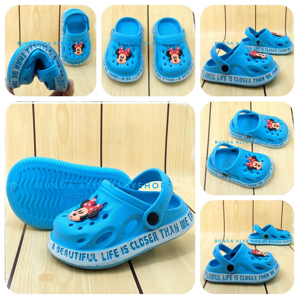 Sandal Anak Perempuan Usia 6 Bulan 1 2 3 4 5 Tahun Karet BIRU - Sendal Anak Cewek Lentur Lucu Karet Anti Licin Size 18 - 29