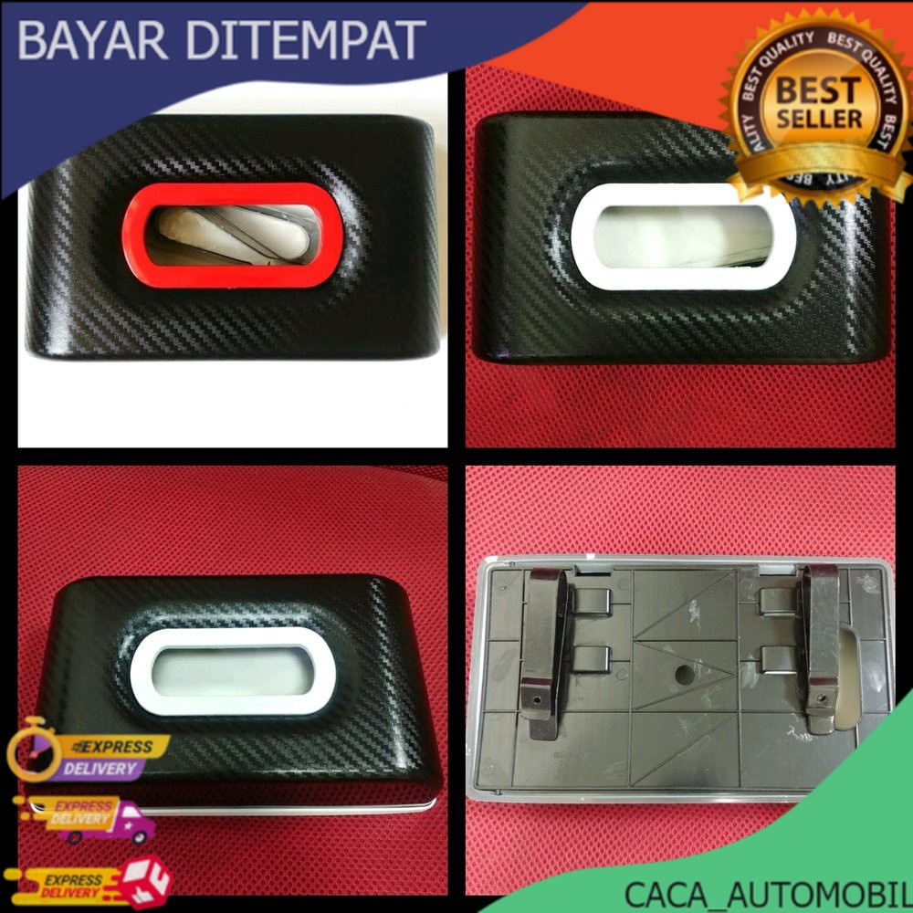 tempat tissu tisu tissue mobil dashboard MODEL jepit sunvisor motif carbon karbon premium MURAH BISA