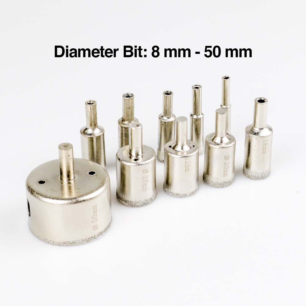 Mata Bor Diamond Coated Hole Saw Drill Bit 8mm-50mm 10 PCS