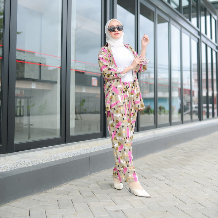 BAJU ONE SET KATUN RAYON PREMIUM KEMEJA KATUN RAYON WANITA BAJU TIDUR PIYAMA-KAHKI
