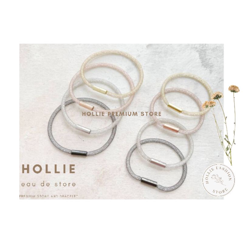 Gelang tali gliter kristal swarovski pandora magnet anak dan dewasa free karet stopper 2 pcs