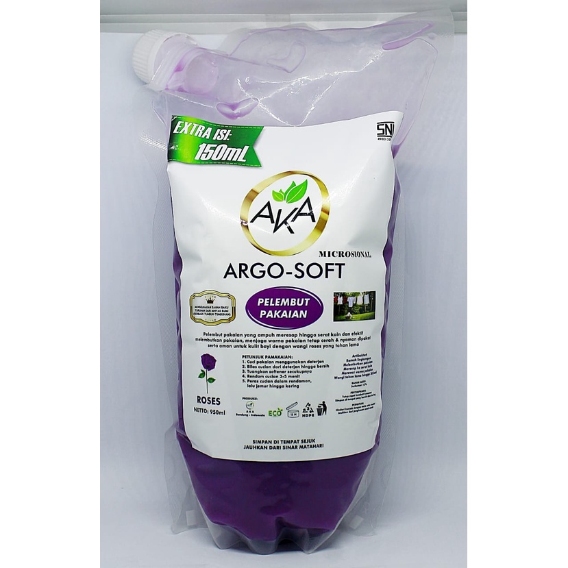 AKA PREMIUM ARGO-SOFT | Pelembut Pakaian/Softener Microsional Pouch 800ml