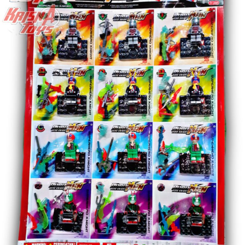 MAINAN BALOK SUSUN FIGURE KAMEN RIDER/BRICK KSATRIA BAJA HITAM isi 12pcs/Lembar