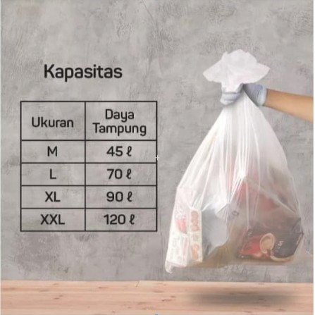 BAGUS Kantong Plastik Sampah 90liter [ Size XL / isi 6 pcs] Eco Friendly Kuat Bening Transparan