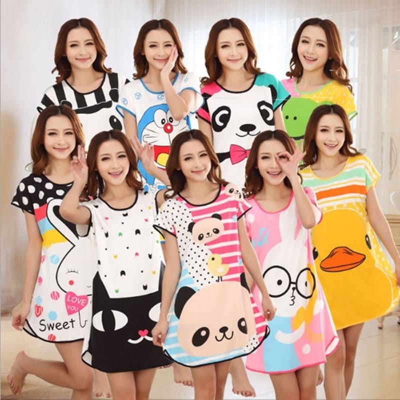 𝐄𝐁𝐒 ✅ PW061 Baju Tidur Wanita Piyama Motif Kartun Lucu Pakaian Wanita Daster Variasi Import COD