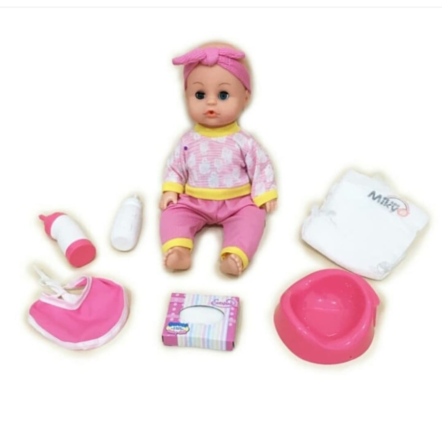 BONEKA BABY DOLL - BAYI PIPIS NANGIS + PAMPERS + PISPOT + DOT