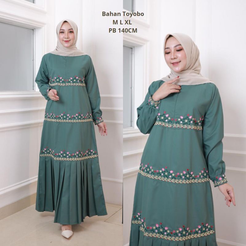 Promo gamis bordir katun toyobo / gamis polos / gamis katun polos / gamis wanita /dress bordir / gam