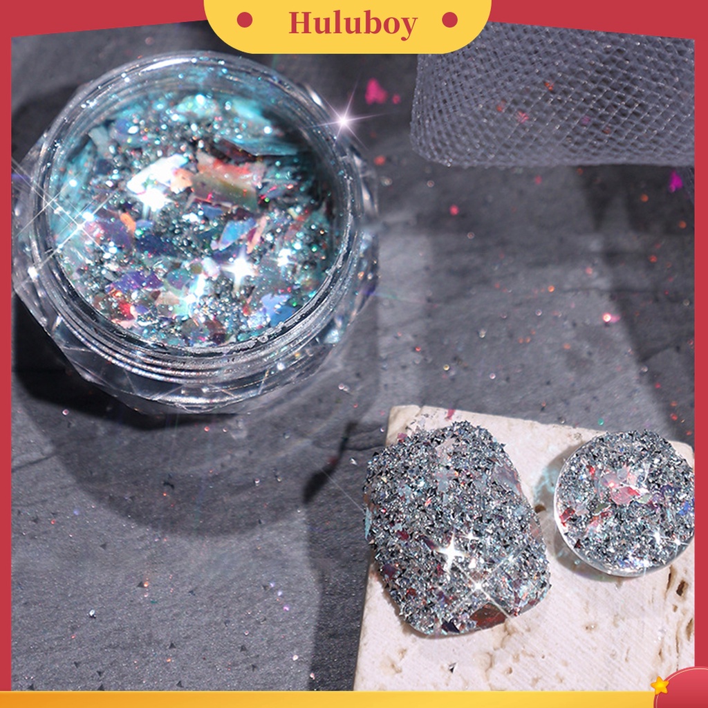 Huluboy Huluboy♡ Bubuk Glitter Reflektif Ekstrak Alami Saturation Tinggi Untuk Manicure