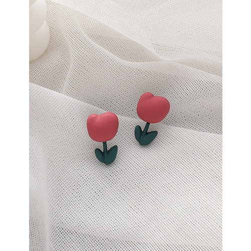 LRC Anting Tusuk Fashion Flowers Tulip Flower Cherry Alloy Earrings K80384