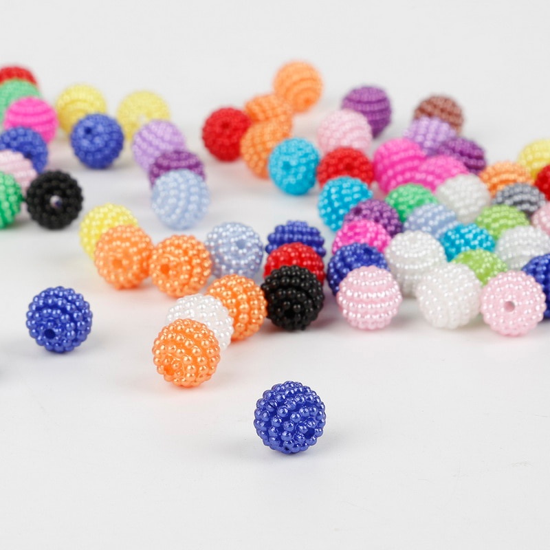 100 Pcs/lot Mutiara Imitasi 10/12/14/20 Mm Ukuran Memilih Plastik Campuran Warna Plastik ABS Longgar Spacer Beads untuk DIY Membuat Perhiasan