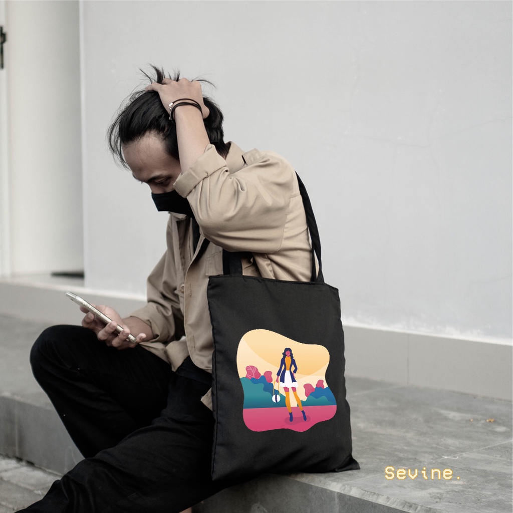 Sevine Totebag Tas Wanita Tote bag Resleting Black Series - CG1